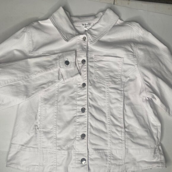Venus White Denim Jacket Womens XL Snap Button Down Western Casual READ - Picture 8 of 13